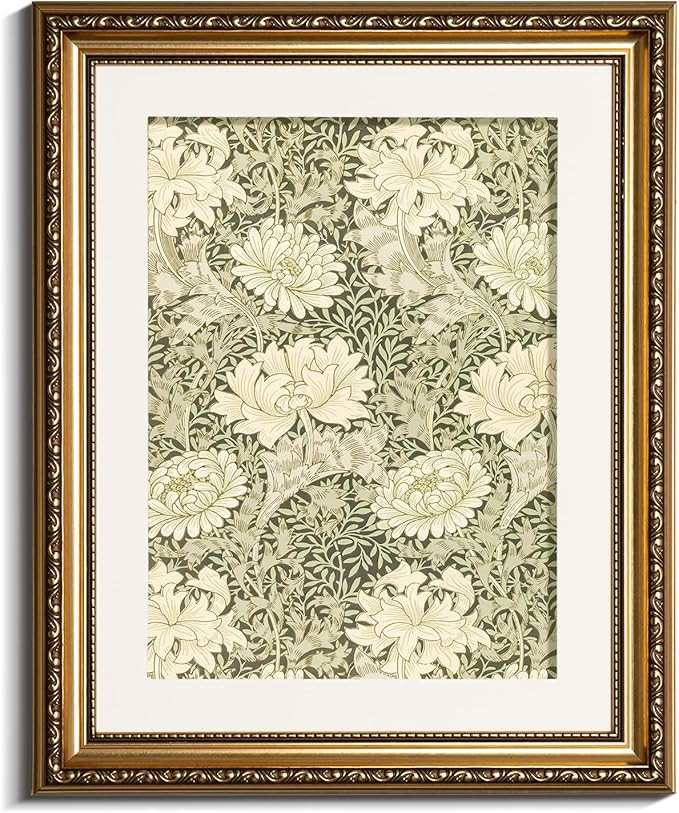 InSimSea Gold Framed Canvas Wall Art Room Decor Aesthetic William Morris Floral Art Prints for Be... | Amazon (US)
