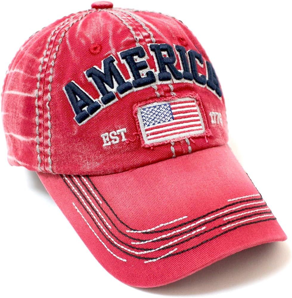 Vintage America EST. 1776 Flag Embroidery Baseball Hat | Amazon (US)