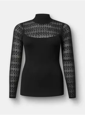 Pointelle Mock Neck Pullover Sweater | Torrid (US & Canada)