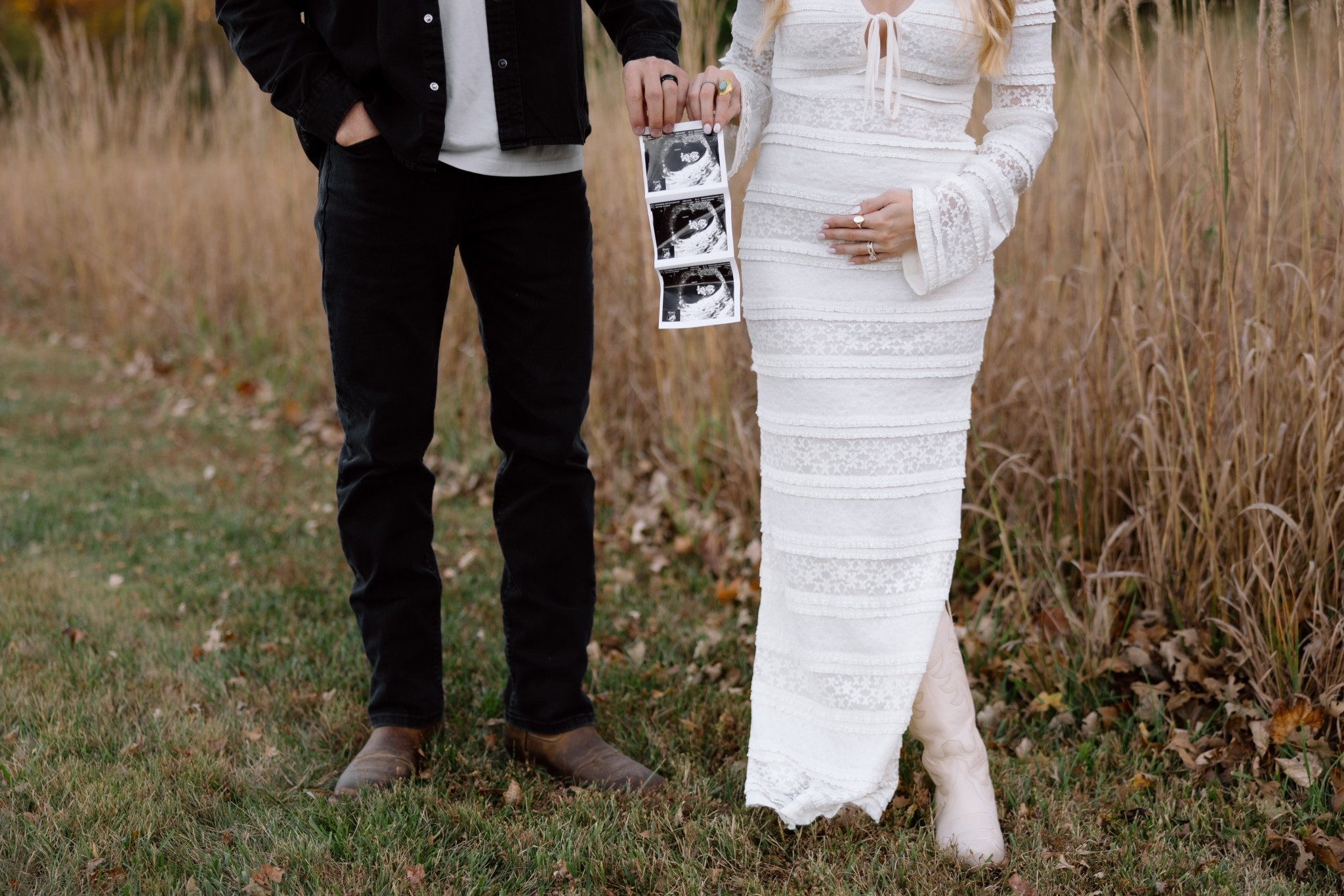 couples fall photoshoot, couples photos, holiday photos, holiday family photos, neutral couples outfits, pregnancy announcement photoshoot, white lace dress, bump friendly dress, 2nd trimester, men's style, western style, cowgirl boots outfit, men's cowboy boots

#LTKBump #LTKBaby #LTKFamily