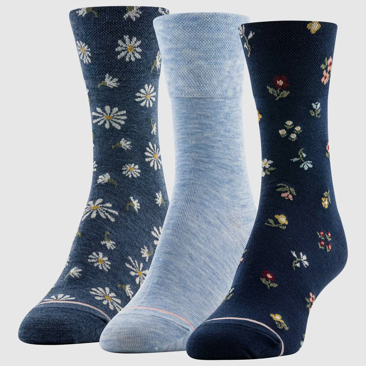 Goldtoe Signature Collection Women's 3pk Fresh Care Ditsy Floral Mid Crew Socks - Navy/Chambray/D... | Target