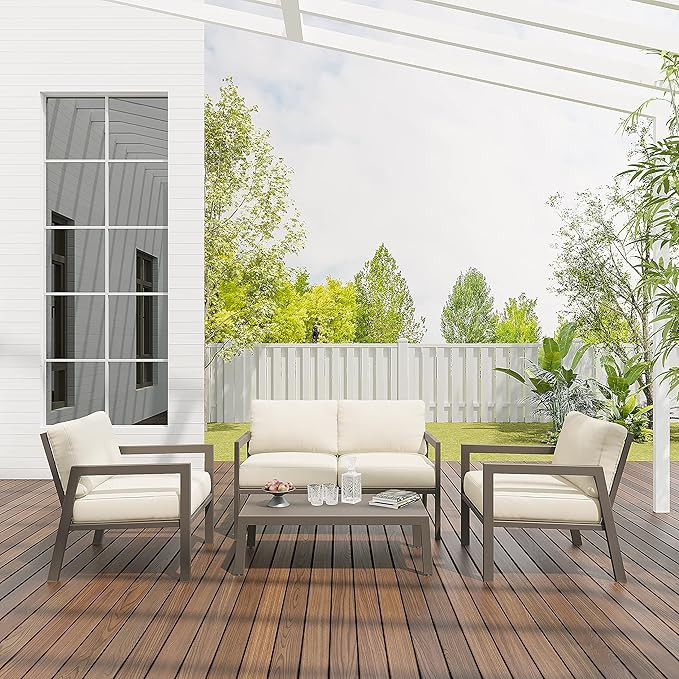 Bella Villa 4 Piece Patio Furniture Set Outdoor Furniture Set Metal Frame Sofa Sectionals with Pa... | Amazon (US)