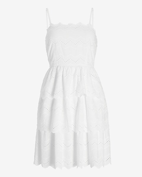 Tiered Lace Fit And Flare Dress | Express