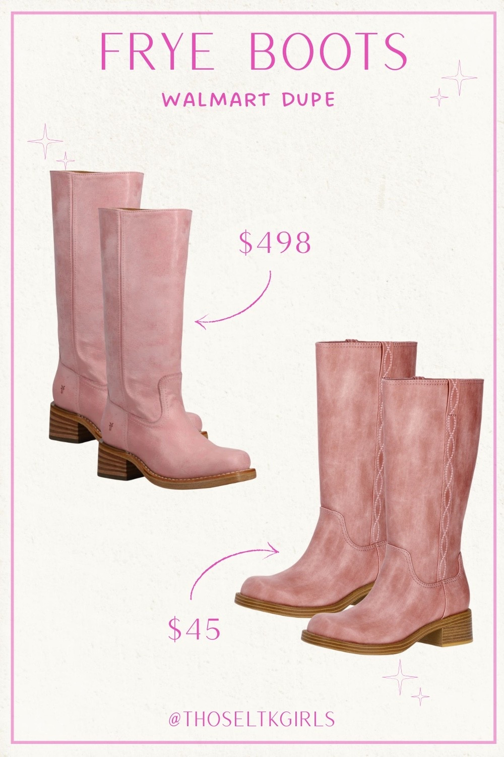 Walmart Dupe of the Campus Frye Boots in Pink🌸🎀



Frye Inspired, Tall Leather Boot, Spring Fashion Trend Forecast, Free People Inspired, Budget Friendly Fashion Finds, Spring Outfit Ideas, Tall Boots, Walmart Dupe, Tall Riding Boots

#LTKSaleAlert #LTKU #LTKootd