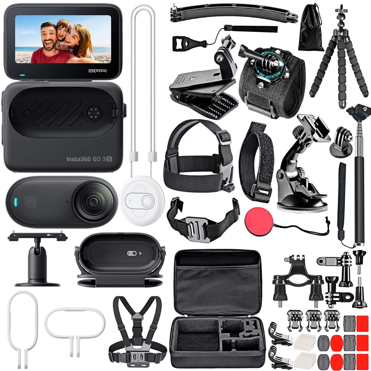 GO 3S - 128 GB 4K Camera + Insta360 GO 3S Action Mount Set + 50-in-1 Accessory Kit + Travel Case - Black | Best Buy U.S.