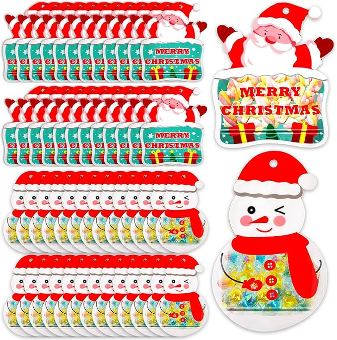 48 Pcs Christmas Zip Candy Treat Bags Resealable Xmas Treat Bags Small Christmas Zip Sealable Pac... | Amazon (US)