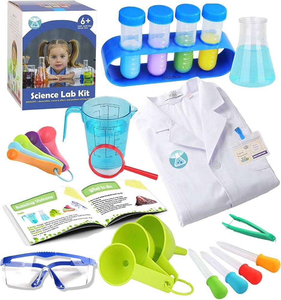 UNGLINGA Kids Science Experiment Kit with Lab Coat Scientist Costume Dress Up and Role Play Toys ... | Amazon (US)