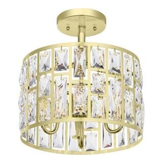 Home Decorators Collection Kristella 12.50 in. 3-Lights Round Soft Gold Drum Semi Flush Mount Cei... | The Home Depot