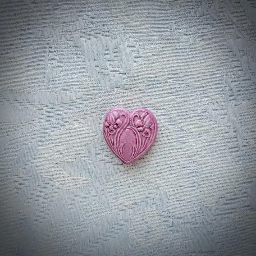 Lilac Ceramic Heart, Hand Painted Art Tile, Mosaic Supply - Etsy | Etsy (US)