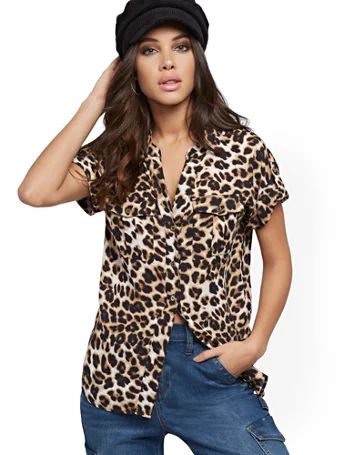 leopard-print utility shirt | New York & Company