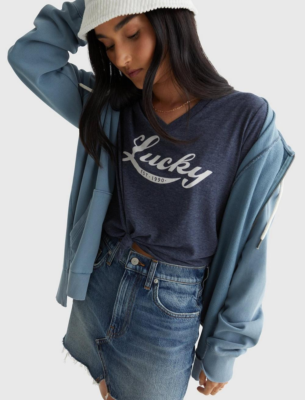high rise cut off jean skirt | Lucky Brand
