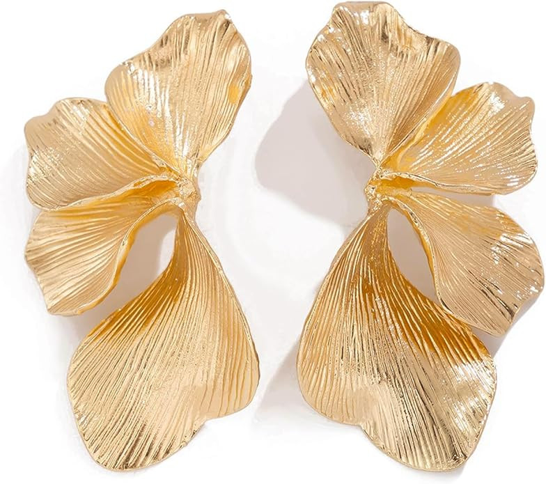 Boho Flower Stud Earrings for Women,Irregular Geometry Large Floral Statement Dangle Earrings,... | Amazon (US)