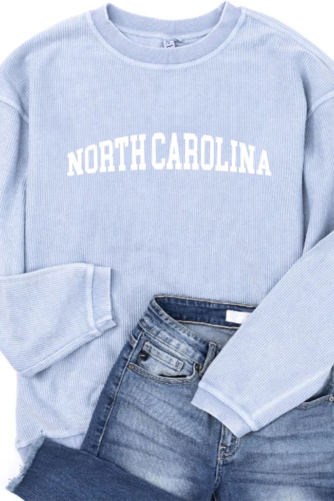 State Corded Graphic Sweatshirt Faded Denim | The Pink Lily Boutique