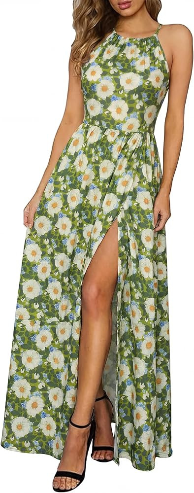 KILIG Women's Summer Floral Beach Flowy Split Maxi Long Dresses | Amazon (US)