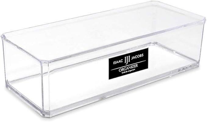 Isaac Jacobs Clear Acrylic Rectangular Stackable Storage Organizer, (9" L x 3.5" W x 2.5" H) Draw... | Amazon (US)