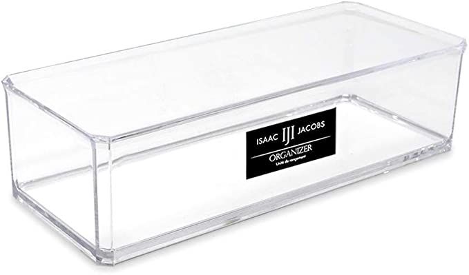 Isaac Jacobs Clear Acrylic Rectangular Stackable Storage Organizer, (9" L x 3.5" W x 2.5" H) Draw... | Amazon (US)