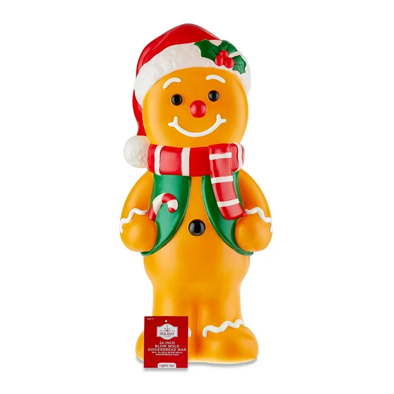 Light-up Christmas Gingerbread Boy Blow Mold, 24in, by Holiday Time | Walmart (US)