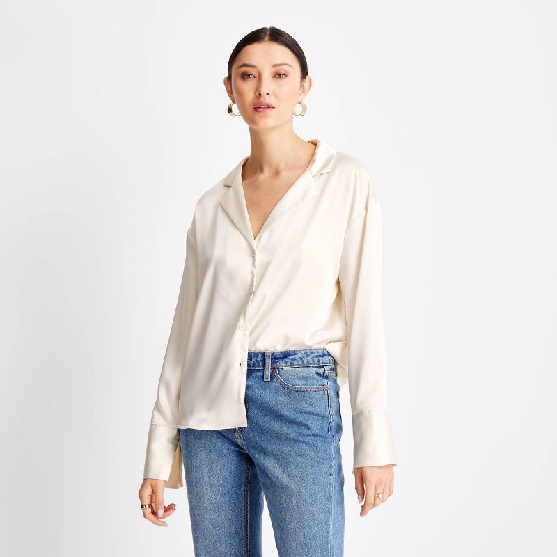 Women's Long Sleeve Satin Blouse - Future Collective™ with Kahlana Barfield Brown | Target