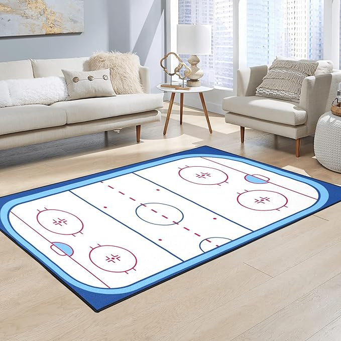 Ice Hockey Rink Printed Area Rug American Ice Hockey Sport Carpet Winter Sport Game Area Rugs Non... | Amazon (US)