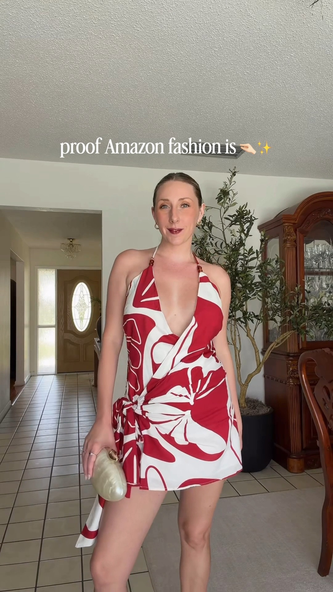 Amazon summer vacation red and white mini dress