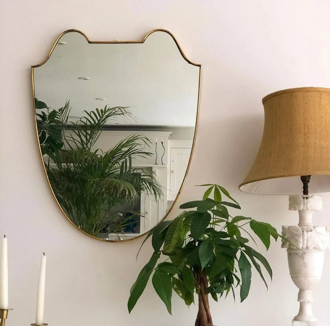 Antique Brass Mirror, Italian Wavy Brass Mirror, Gold Brass Frame Mirror | Etsy (US)