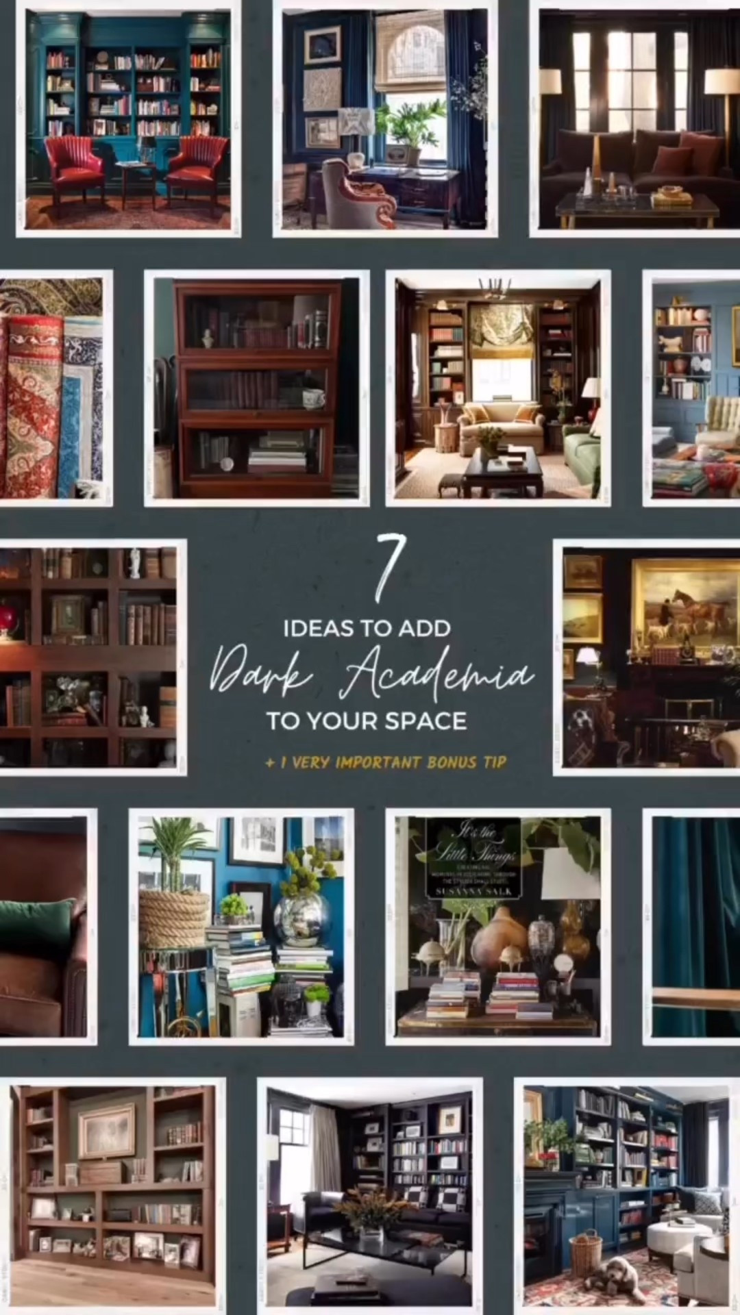 Dark Academia Design: A Cozy, Timeless Aesthetic

If you love moody spaces, rich textures, antique details, and an old-world charm, then Dark Academia might be your perfect home aesthetic. Think warm wood tones, leather-bound books, vintage-inspired lighting, aged brass, and deep, dramatic hues—all creating a space that feels like a scholarly retreat filled with mystery and intellect.

Imagine curling up with a classic novel, a cup of tea, and the soft glow of candlelight… Sounds like a dream, right? Would you like a shopping list to bring this aesthetic to life in your own space? Drop a comment below, and I’ll curate one just for you!

#DarkAcademiaAesthetic
#MoodyInteriors
#VintageVibes
#ClassicCharm
#ScholarlyStyle
#VictorianInteriors
#BookLoverDecor
#CozySpaces
#AntiqueAesthetic
#TimelessDesign
#DarkDecor
#CandlelitAmbience
#LeatherAndWood
#LiteraryInspired
#OldWorldCharm
#GothicRevival
#LibraryGoals
#WarmAndMoody
#EuropeanInteriors
#LTKHomeFinds

#LTKStyleTip #LTKHome