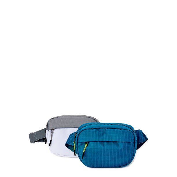 No Boundaries Unisex Oval Fanny Pack, 2-Pack Teal Gem White Grey | Walmart (US)