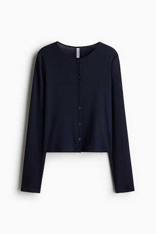 H & M - Pointelle Jersey Cardigan - Blue | H&M (US + CA)