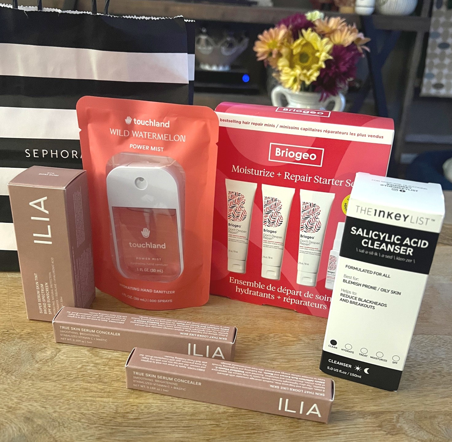 Stocked up on a few items from Sephora for an upcoming trip. 

Ilia Super Serum Skin Tint (ST5 Bon Bon) and True Skin Serum Concealer (SC.5 Arrowroot and SC2 Yucca)

Touchland Wild Watermelon Power Mist Hand Sanitizer

Briogeo Moisture & Repair Starter Set is the perfect size for long weekend travel. 

The Inkey List Salicylic Acid Cleanser

#LTKFindsUnder50 #LTKBeauty