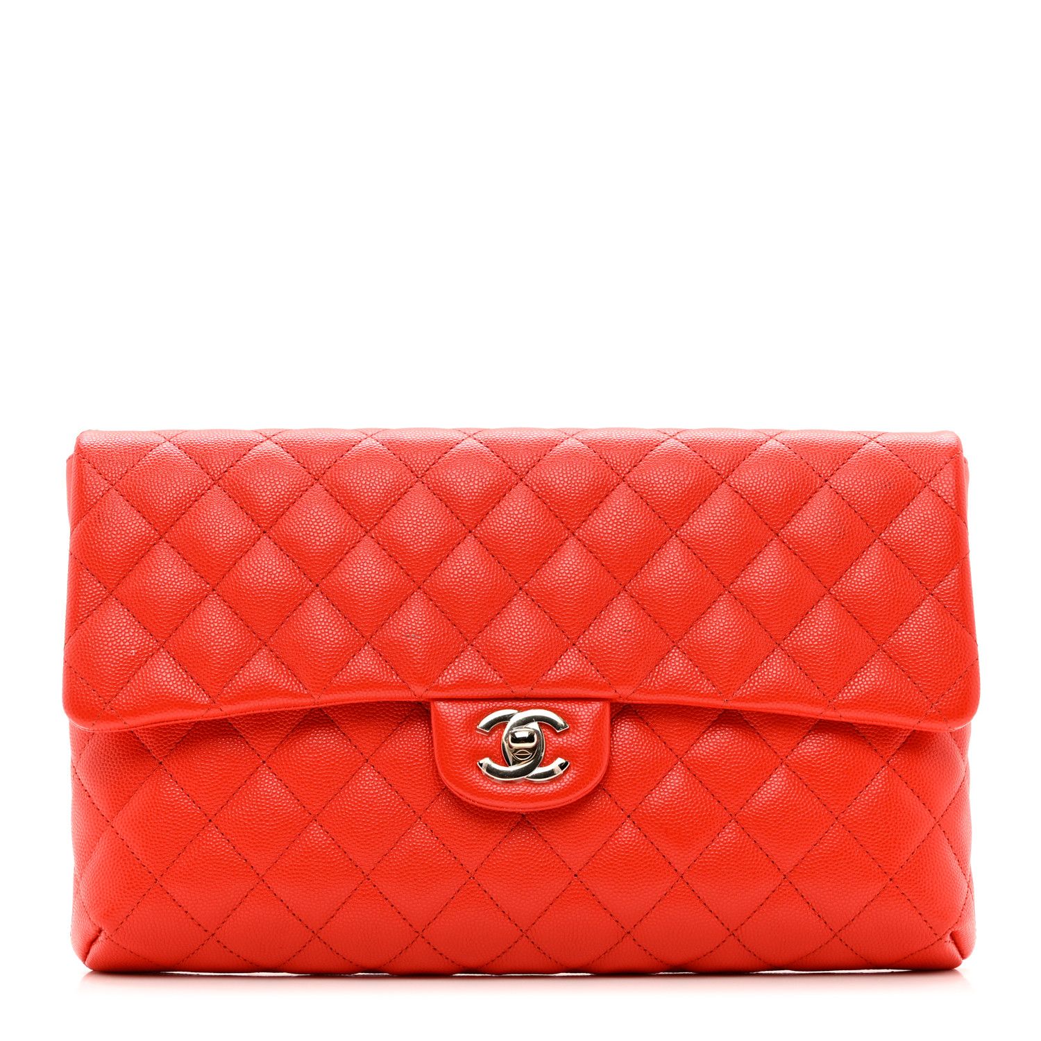 Caviar Quilted Flap Clutch Red | FASHIONPHILE (US)