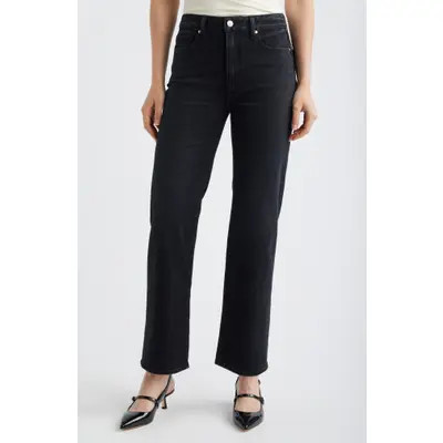 PAIGE Stevie High Waist Straight Leg Jeans in Dark Abyss at Nordstrom, Size 32 | Nordstrom