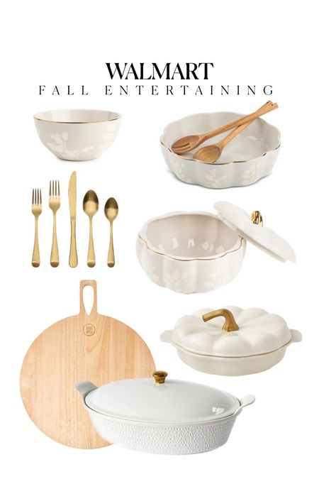 Fall entertaining essentials from Walmart! Just ordered the pumpkin tureen and scalloped serving bowl 😍 I also have and love the charcuterie board and lidded casserole dish, perfect for serving your favorite fall dishes! #walmartpartner #iykyk #welcometoyourwalmart #walmarthome #walmartfinds pumpkin bowl pumpkin tureen pumpkin pie dish fall decor white and gold decor 

#LTKsalealert #LTKhome #LTKstyletip