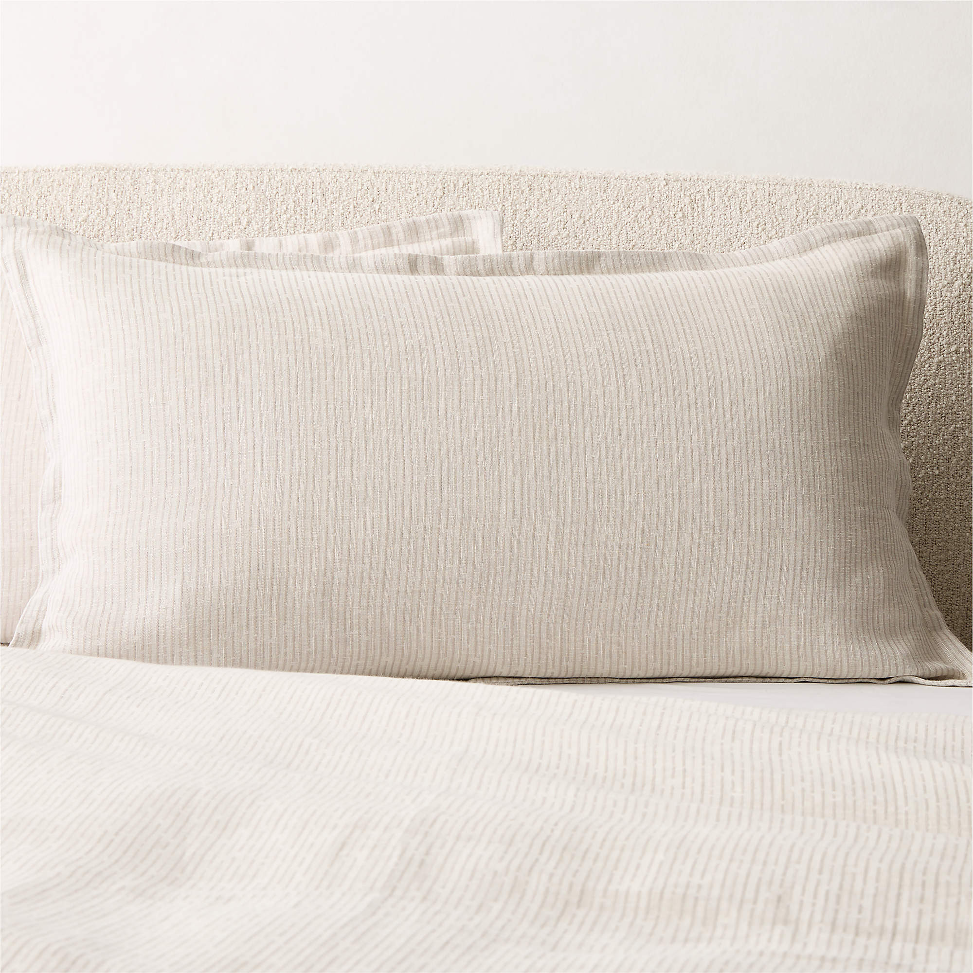 Sonnet Warm White and Cool Grey European Linen and Cotton King Pillow Shams Set of 2 + Reviews | ... | CB2