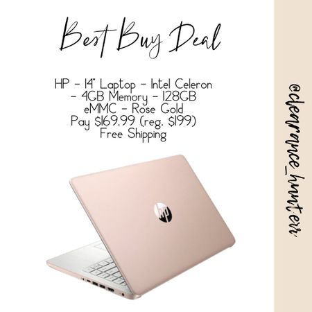 Pay $169 (reg. $199) on HP - 14” Laptop - Intel Celeron - 4GB Memory - 128GB eMMC - Rose Gold!🏃🏻‍♀️🏃🏻‍♀️🏃🏻‍♀️ @bestbuy 
#bestbuy #bestbuydeals #clearance #sale #hp #hplaptop 

#LTKSaleAlert #LTKFindsUnder50