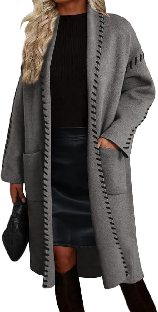 VIMPUNEC Womens Fall Long Cardigan Sweaters Oversized Chunky Jackets Open Front Knit Outwear Coat... | Amazon (US)