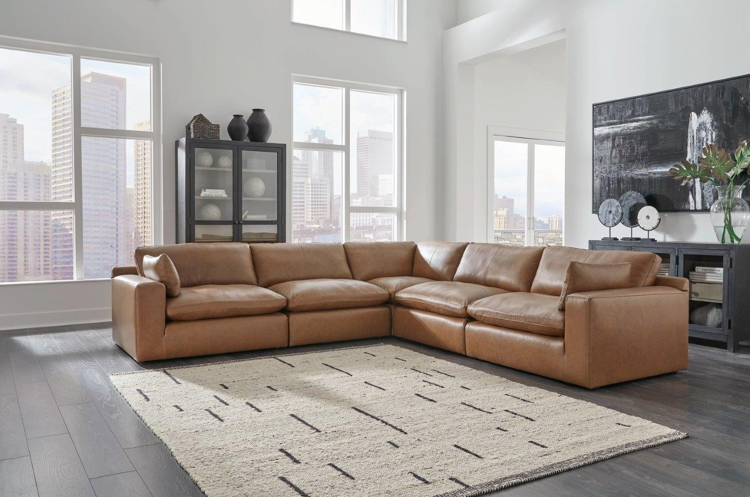 Emilia 5-Piece Sectional In Caramel | 1stopbedrooms