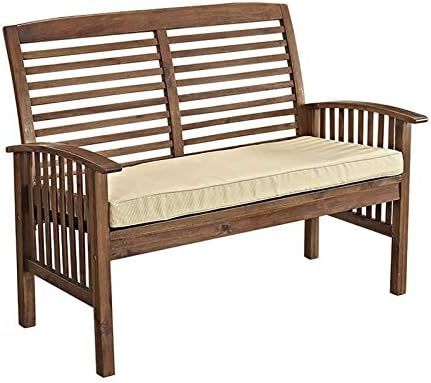 Walker Edison Rendezvous Modern Solid Acacia Wood Patio Loveseat with Cushions, 47 Inch, Dark Bro... | Amazon (US)