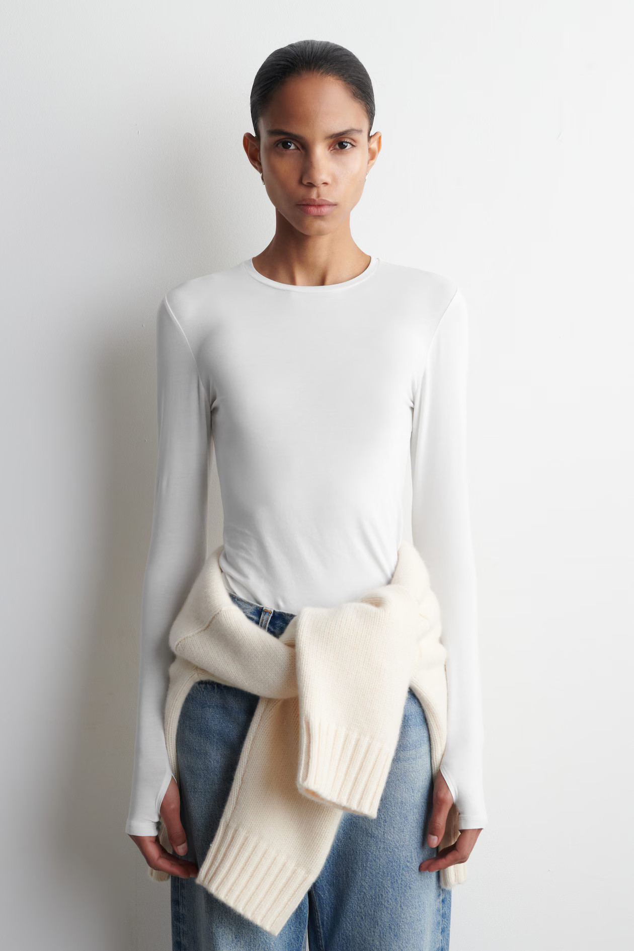 COTTON LONG-SLEEVED TOP - WHITE | COS GB | COS UK