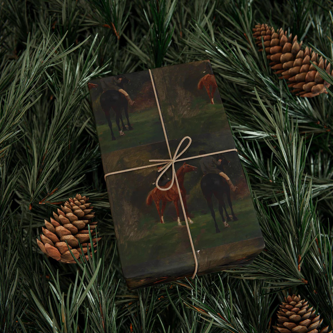 Equestrian Vintage Art Wrapping Paper Elegant Cottage Farmhouse Style Gift Wrap Christmas | Etsy (US)