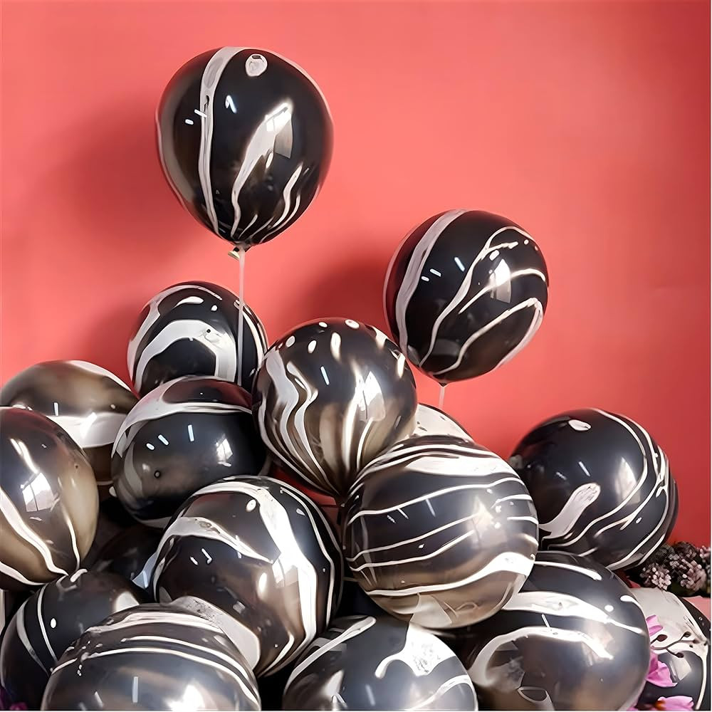 Black Tie Dye Balloons 30PCS 12 Inch Agate Marble Latex Swirl Balloons For Tie Dye Birthday Party... | Amazon (US)