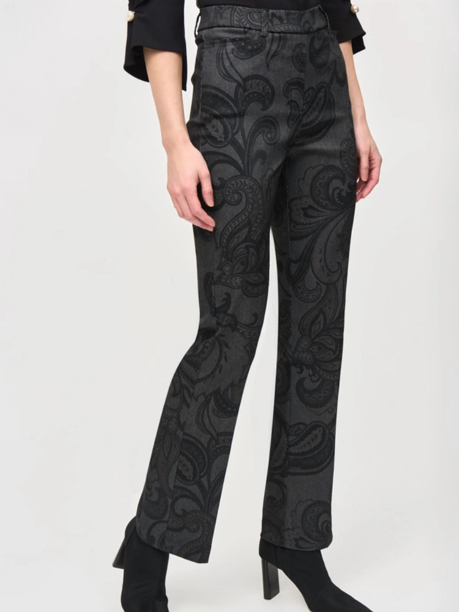 Twill Paisley Print Pants In Black | Shop Simon