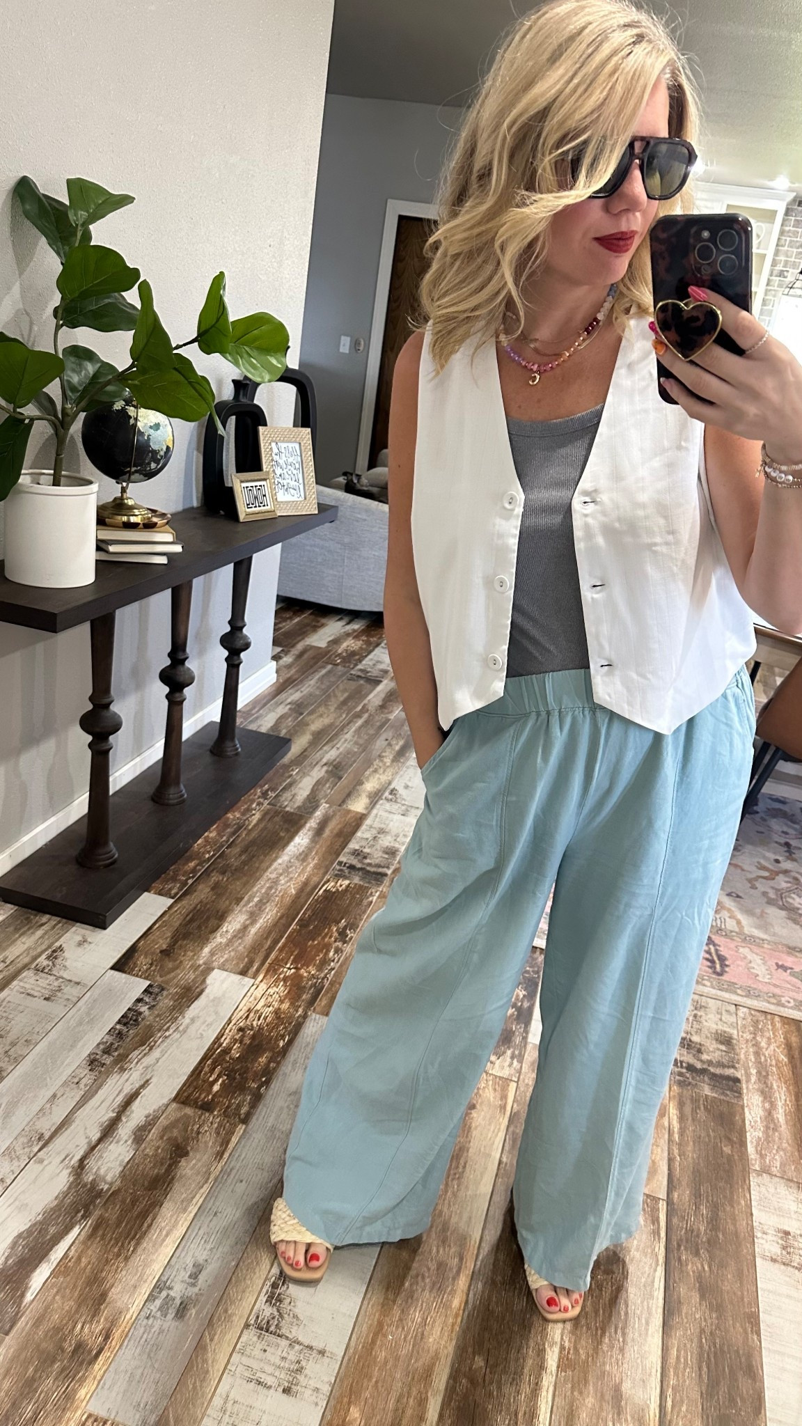 Everyday outfit, comfy style, white vest, linen wide leg pants, classy, vacation outfit 

#LTKootd #LTKgrwm #LTKTall