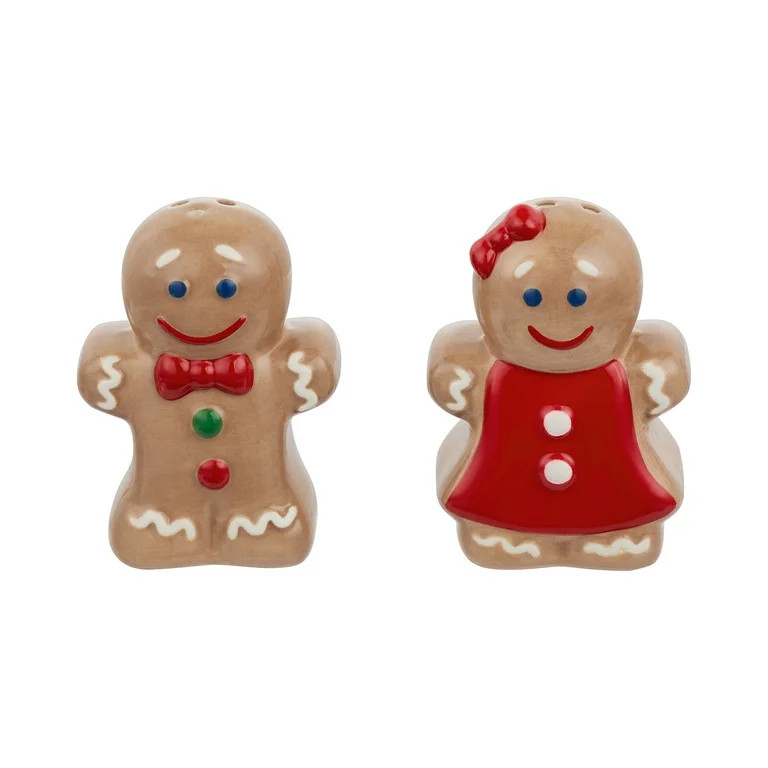 Holiday Time Gingerbread Ceramic Salt & Pepper Shakers, Set of 2 - Walmart.com | Walmart (US)