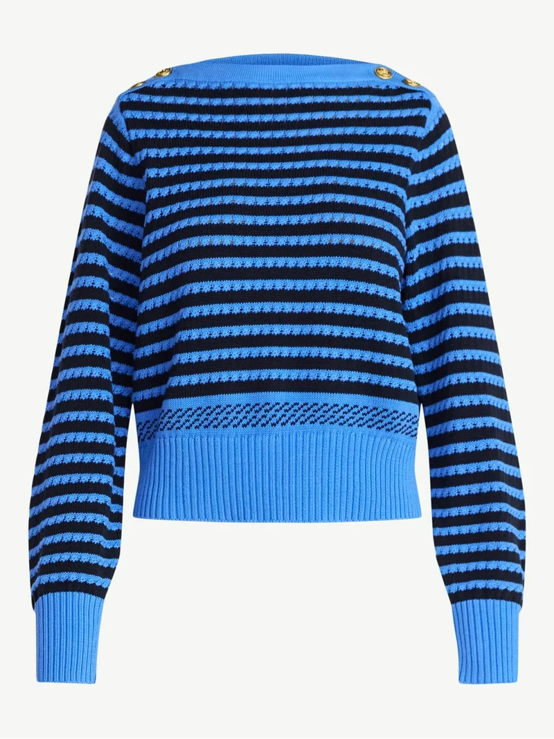 Free Assembly Women's Button Shoulder Sweater with Long Sleeves, Sizes XS-XXL | Walmart (US)