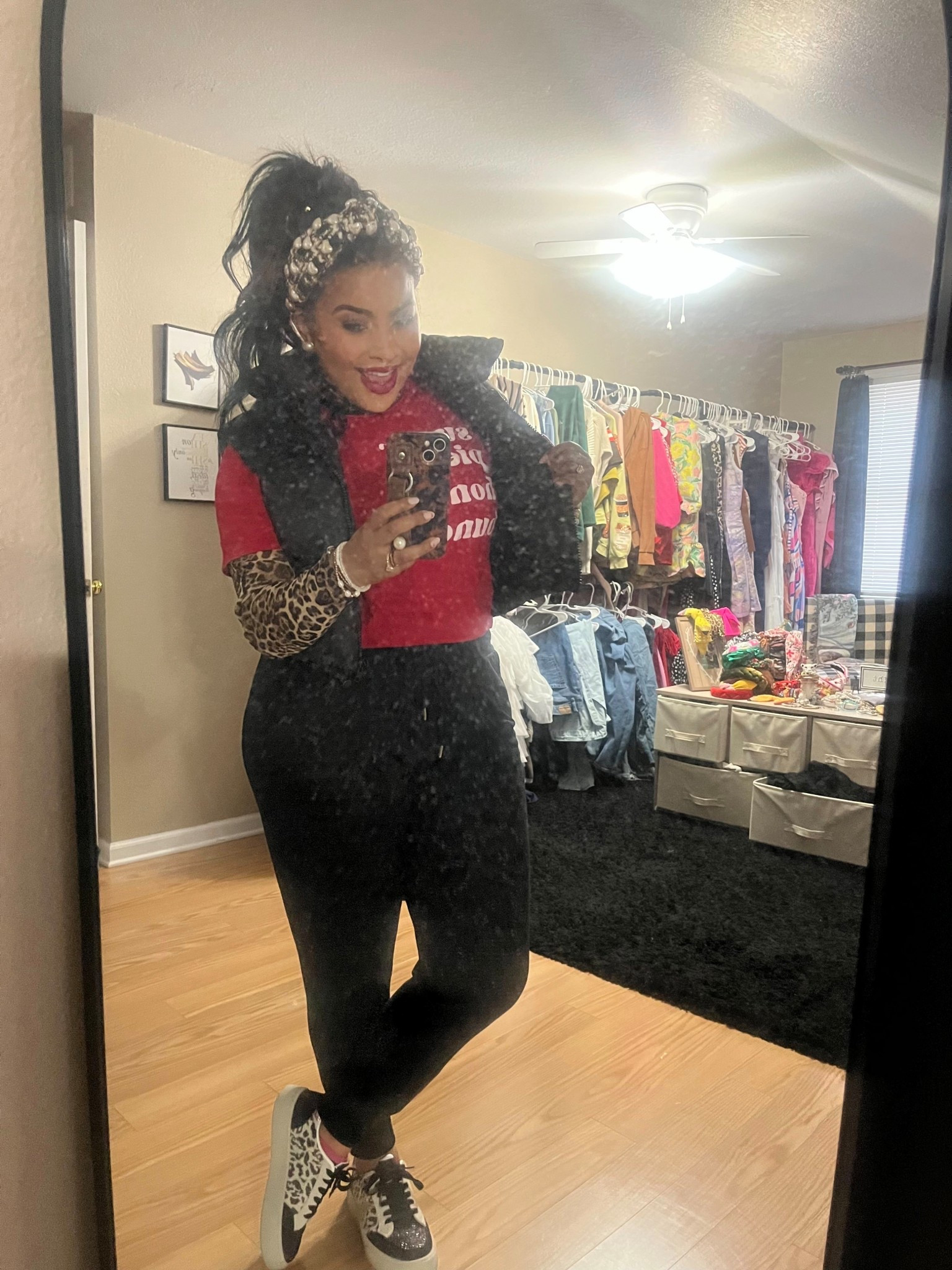 DAY 3 of 4 TEACHING WEEKS OF VALENTINES DAY OOTD// ❤️🩷❤️
WEDNESDAY started off SPORTY SPICE ❤️ 
Tee says SUGAR PIE HONEY BUNCH 
Cheetah Top// Amazon 
Joggers// Target 
Shoes// Shein

Headband// Brianna Cannon use my code 10AYAKO for a discount it even has HEARTS ON IT 

#LTKTeacher 

#LTKValentine #LTKdayinmylife #LTKootd