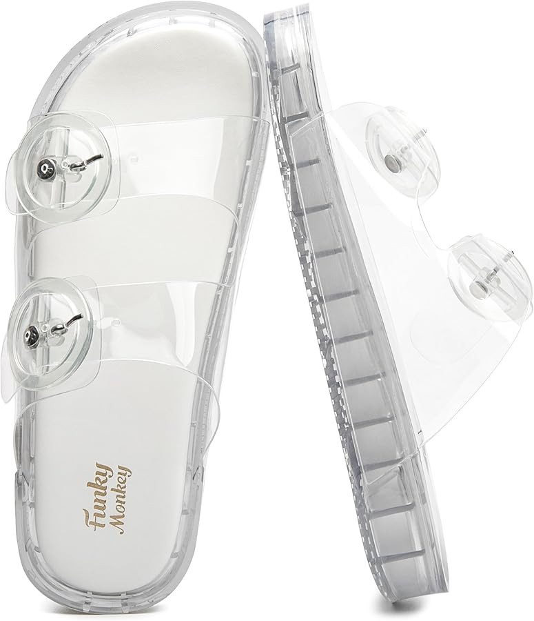 FUNKYMONKEY Women's Comfort Slides with Arch Support, Non-Slip Lightweight Foam Slip-on Flat Beac... | Amazon (US)