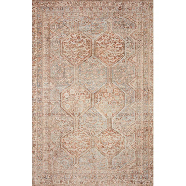 Chris Loves Julia x Loloi Jules Geometric Tangerine/Mist Area Rug | Wayfair North America