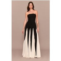Black Bandeau Contrast Chiffon Pleated Maxi Dress | PrettyLittleThing US