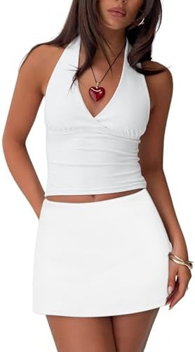 Skorts Skirts for Women Y2k Low Waist Mini Skorts Stretchy Mini Skirts with Built-in Shorts | Amazon (US)