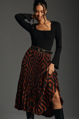 The Valerie Pleated Midi Skirt by Maeve | Anthropologie (US)